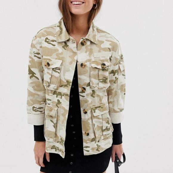 NWT Bershka natural camo army jacket in beige - Picture 1 of 6